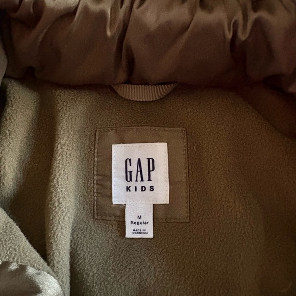 GAP Kids Olive Green Puffer Jacket with Fur Lined Hood size M - Picture 3 of 8